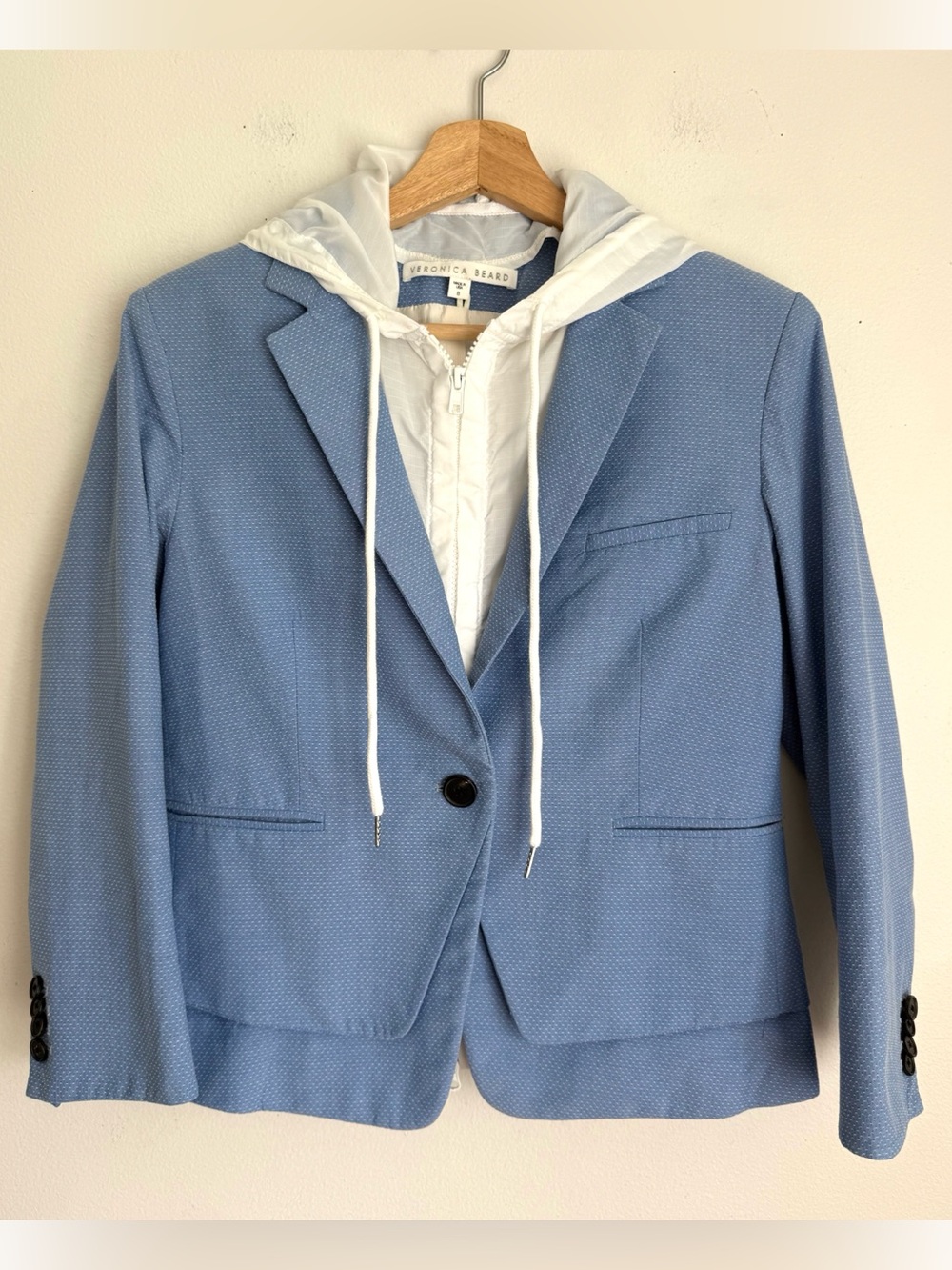 Veronica Beard Tailored Blazer with Dickey in Blue and White - Picture 2 of 6